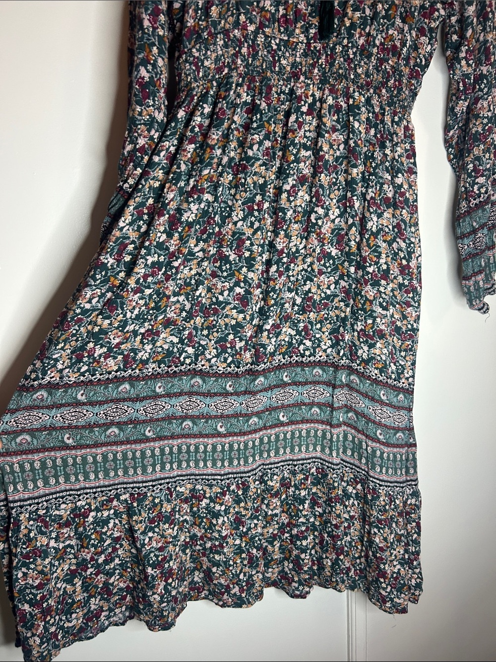 Knox Rose Floral Boho Smocked Midi Dress - Picture 6 of 8